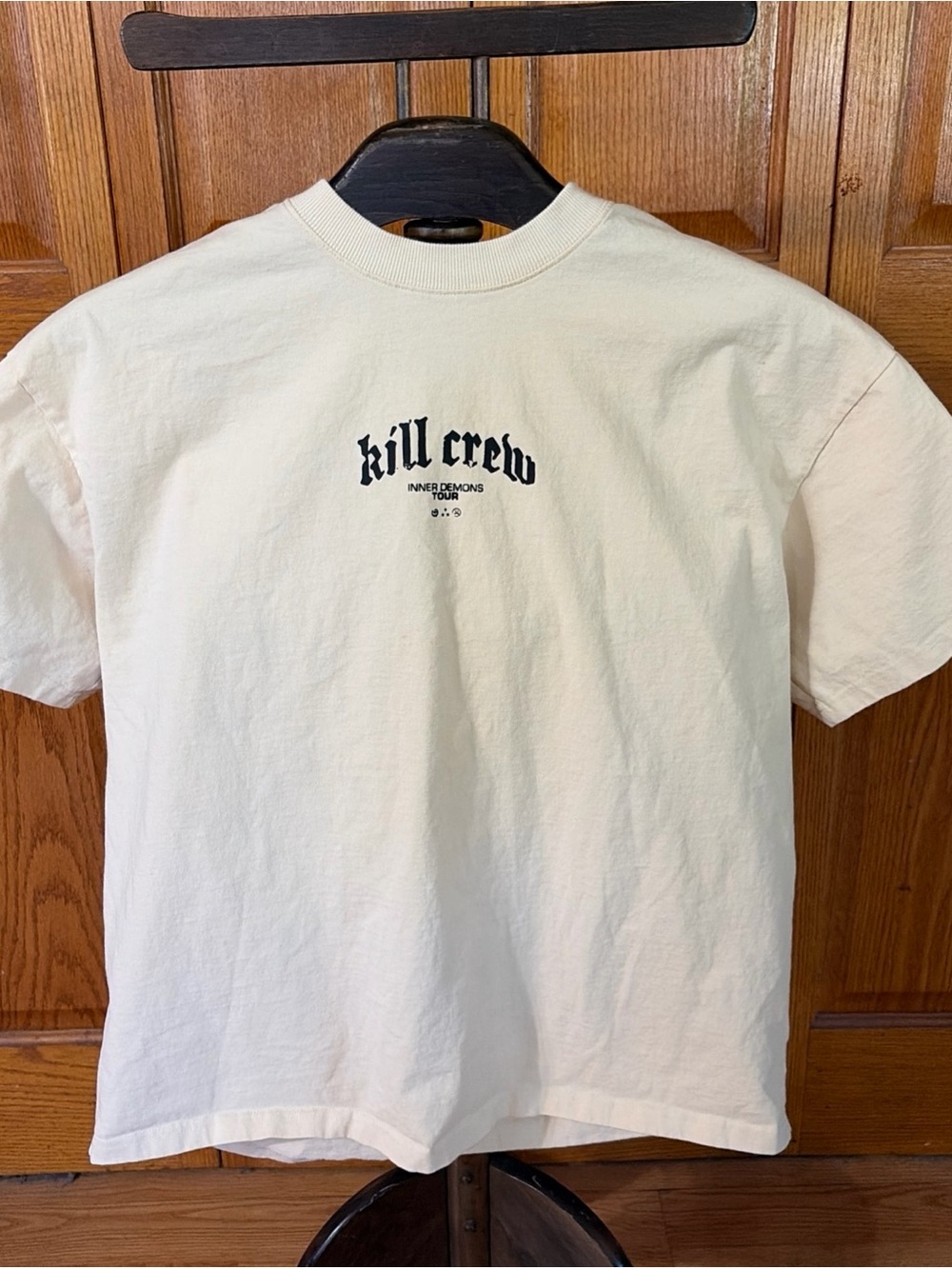 Kill Crew Oversized Pump Cover Tee Bone Creamy Off-White Gym Boxy Size M STAIN